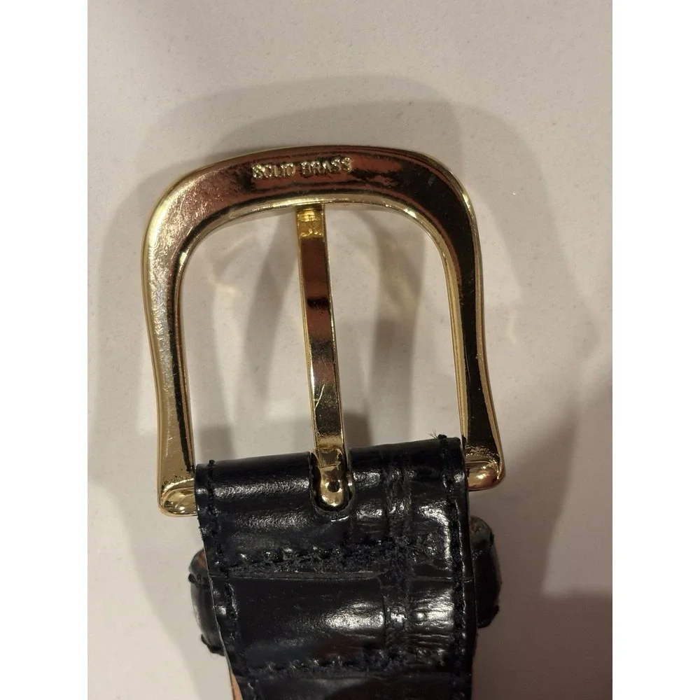 Vintage Martin Dingman Black Italian Calfskin Alligator Grain Belt Brass Size 36